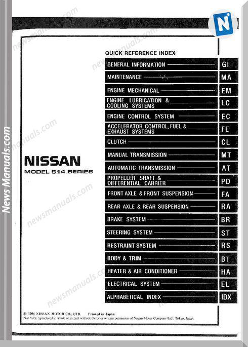Nissan S14 Sr20 Service Manual
