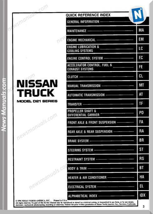 Nissan Truck D21 Service Manual 97