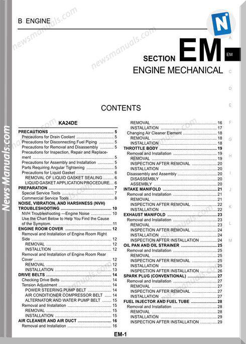 Nissan Zd30Dd And Ka24De Engines Service Manual