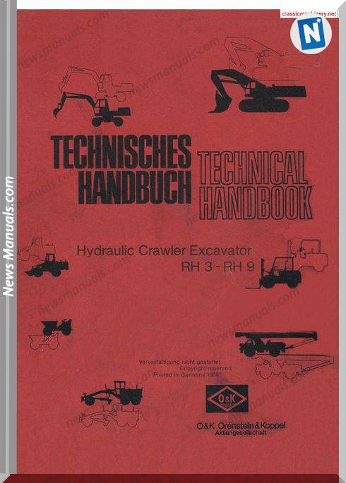 O K Crawler Excavator Rh3,Rh9 Workshop Manual