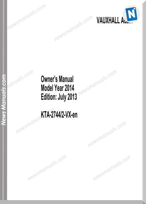 Opelvauxhall Adam 2013 Owner Manual