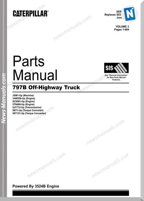 Parts Manual Cat Caterpillar 797B Truck