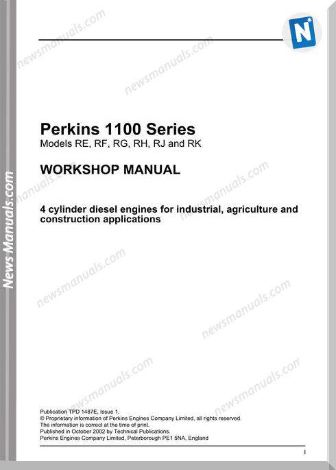 Perkins 1100 Series 4 Re Rf Rg Rj Rk Workshop Manual
