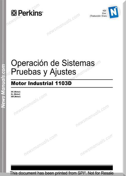 Perkins 1103D Motor Industrial Maintenance Manual