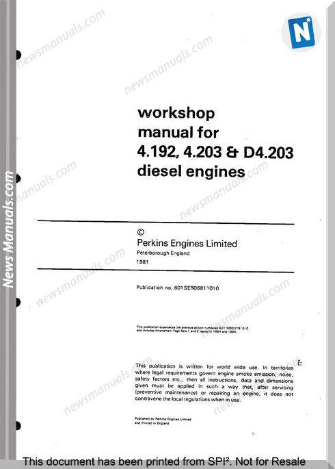 Perkins 4.192 Series Workshop Manual