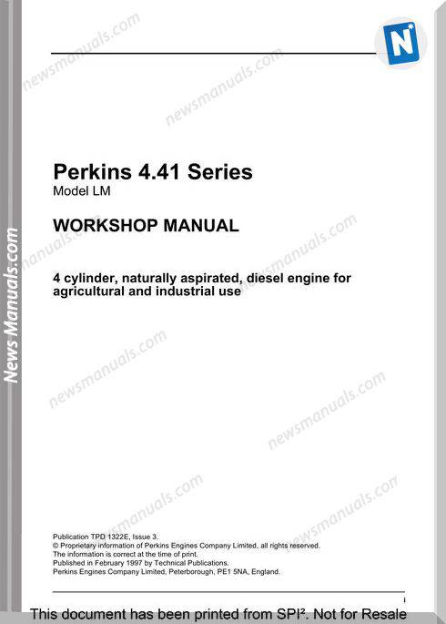 Perkins 4.41 Series Workshop Manual