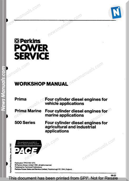 Perkins 500 Series Prima Workshop Manual