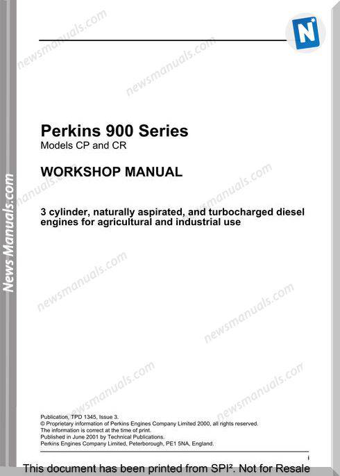 Perkins 900 Series Workshop Manual