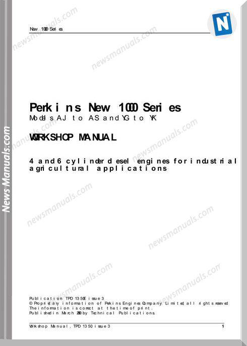 Perkins New 1000 Series Workshop Manual