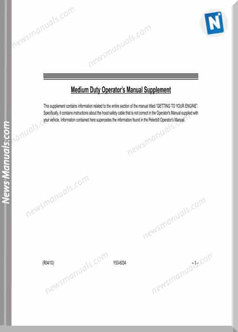 Peterbilt Medium Duty Supplement Operators Manual