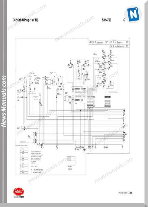 Peterbilt-Pb362 Cab Wiring Schematic (Sk14799)