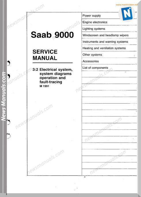 Saab 9000 Service Electrical Faulttracing M1991 Sec Wat