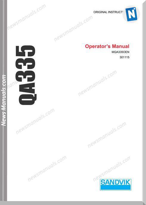 Sandvik Model Qa335 Operators Manuals