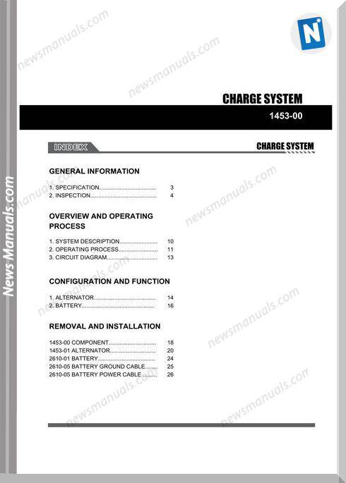 Ssang Yong Korando New Actyon 2010 2013 Charge System Repair Manual