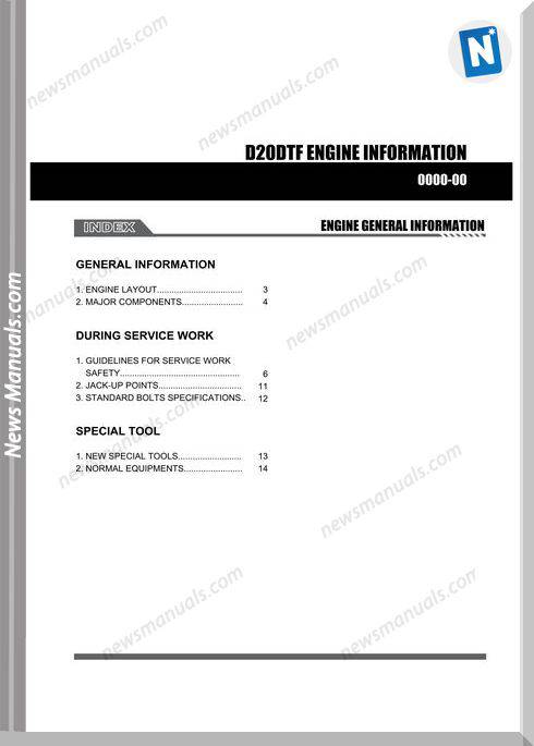 Ssang Yong Korando New Actyon 2010 2013 D20Dtf Engine Service Manual