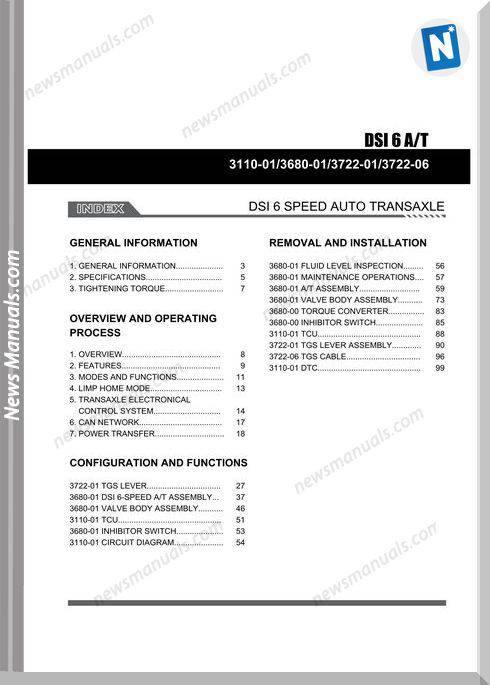 Ssang Yong Korando New Actyon 2010 2013 Dsi 6Speed Service Manual