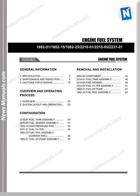 Ssang Yong Korando New Actyon 2010 2013 Engine Fuel System