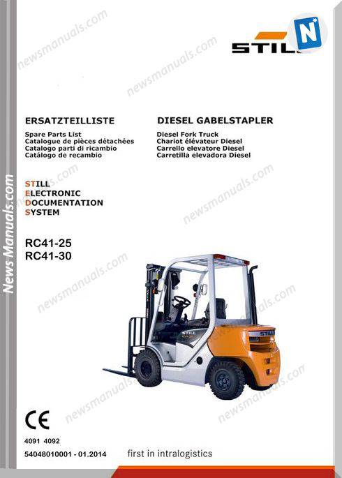 Still Steds Diesel Fork Truck Rc41 25 Rc41 30 Parts Manual