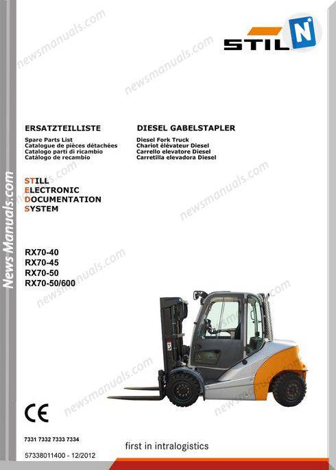 Still Steds Diesel Fork Truck Rx70 40 Rx70 45 Rx70 50 Rx70 50 600 Parts Manual