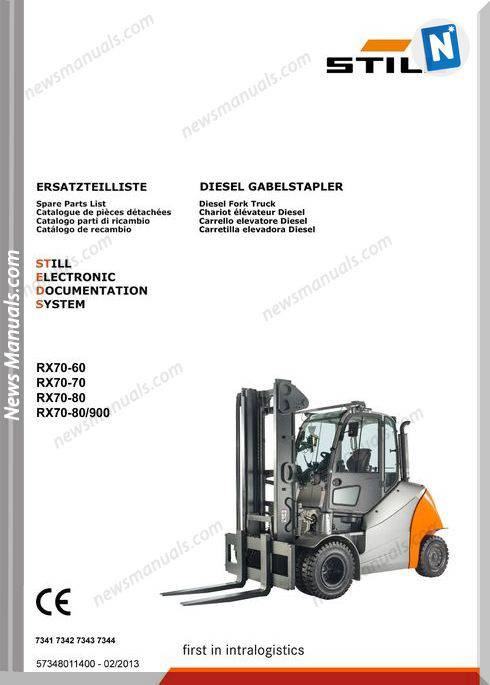Still Steds Diesel Fork Truck Rx70 60 Rx70 70 Rx70 80 Rx70 80 900 Parts Manual