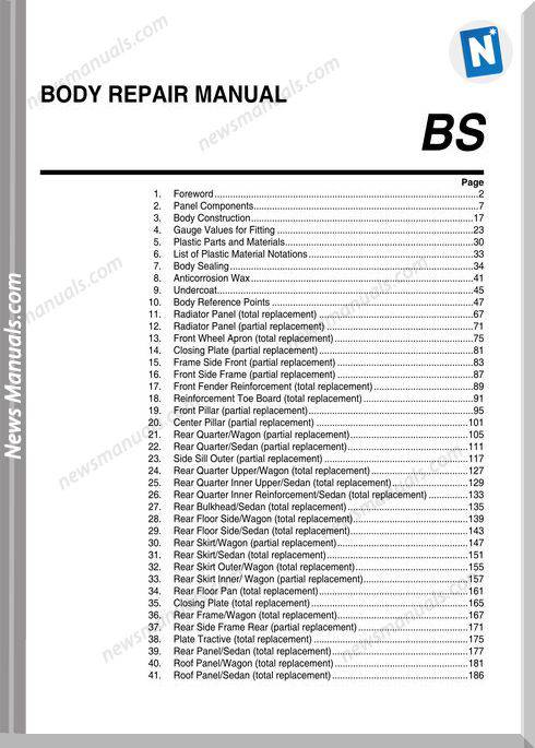 Subaru 2007 Year Legacy Models Body Repair Manual