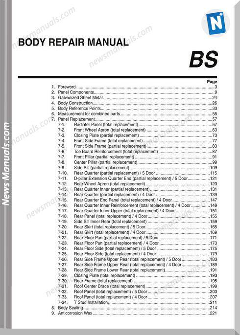 Subaru 2012 Impreza Body Repair Manual