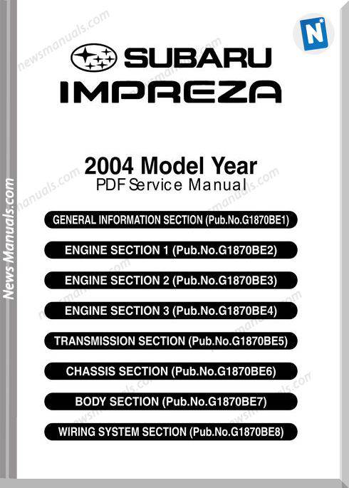 Subaru Impreza G11 2004 Service Manual