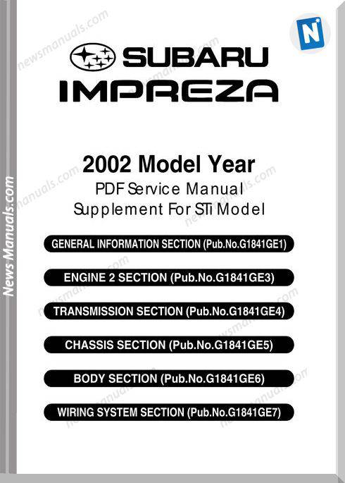 Subaru Impreza G11-Sti 2002 English Service Manual