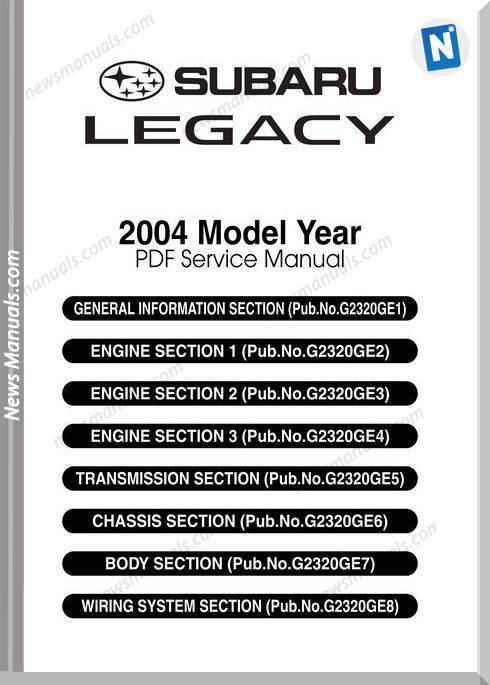 Subaru Legacy 2004 Jdm Service Manual