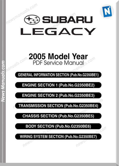 Subaru Legacy B13 2005 Service Manuals