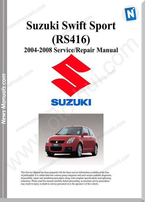 Suzuki Swift Sport Rs416 Service Manual 2004 2008