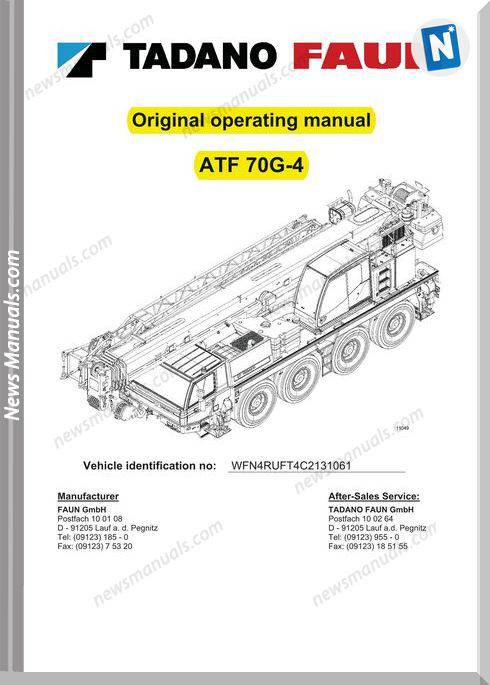 Tadano Faun Atf 70G-4 Models Original Operation Manual