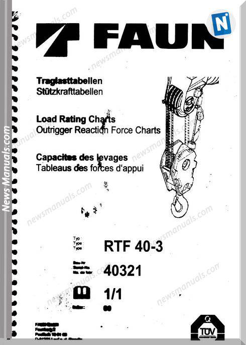 Tadano Faun Rtf 40-3 Load Rating Charts User Manuals