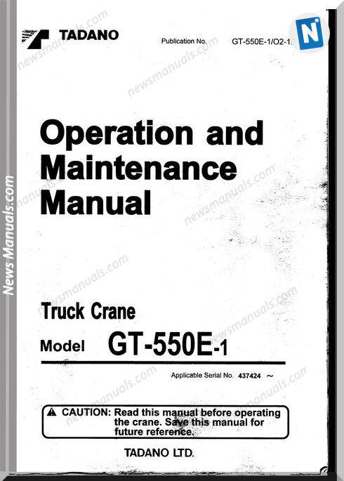 Tadano Gt-550E-1 Operation End Maintenance Manual