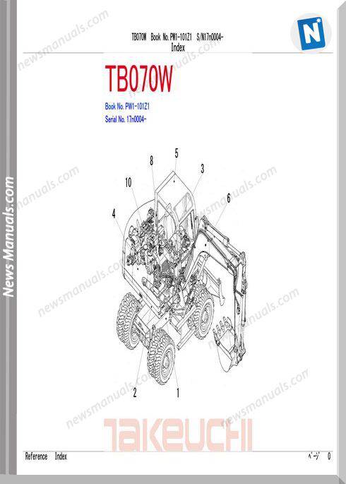 Takeuchi Compact Excavator Tb070W Parts Manual