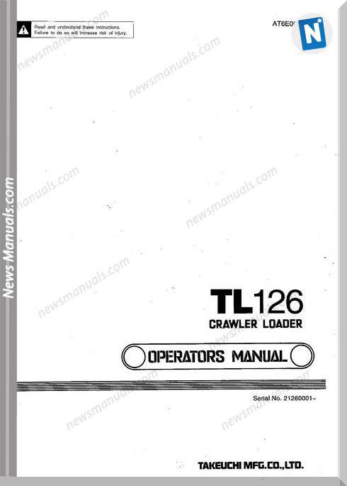 Takeuchi Crawler Loader Tl126 Operators Manual
