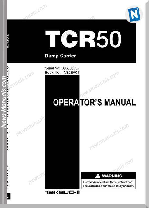 Takeuchi Dum Carrier Tcr50 Operator Manual