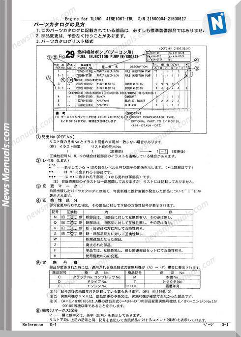 Takeuchi Engine 4Tne106-Tbl Crawler Tl150 Parts Manual