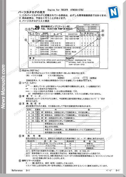 Takeuchi Engine For Tb53 Fr 4Tnv88-Qtbz Parts Manual