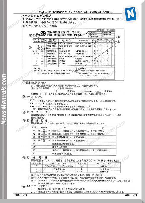 Takeuchi Engine Isuzu Tcr50 4Jj1Xybb-01 Parts Manual