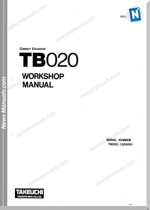 Takeuchi Excavator Tb020-E(Wd3-101E1) Workshop Manual