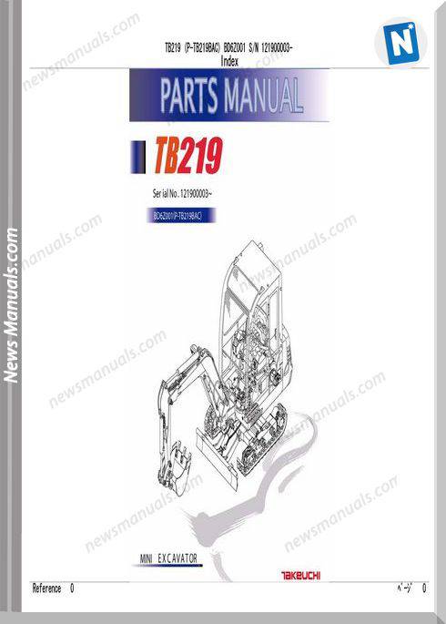 Takeuchi Mini Excavator Tb219 Parts Manual