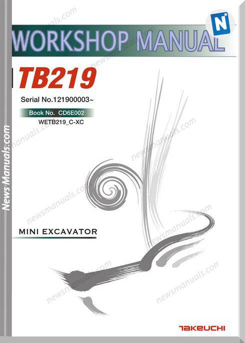 Takeuchi Mini Excavator Tb219 Workshop Manuals