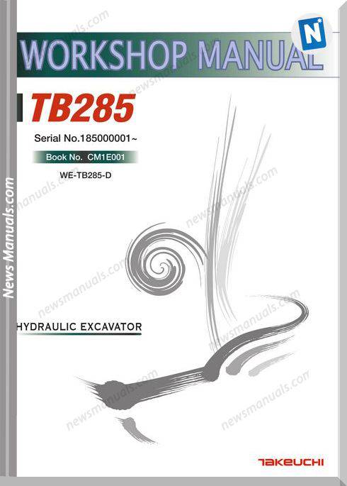Takeuchi Models Tb285 Cm1E001 English Workshop Manuals