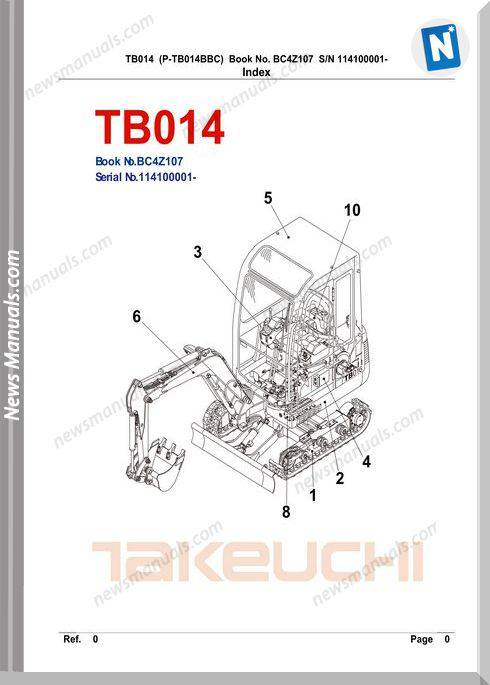 Takeuchi Tb014 Models Bc4Z107 Tier4 Parts Manuals