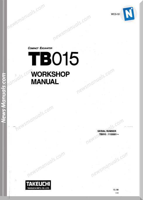 Takeuchi Tb015 Models Wc3-101E5 Workshop Manuals