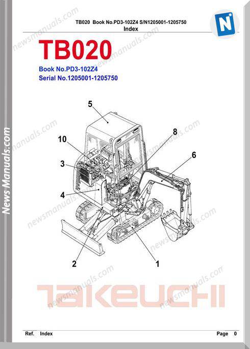Takeuchi Tb020 Models Pd3-102Z4 Parts Manuals