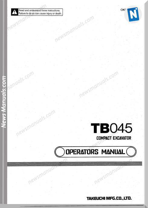 Takeuchi Tb045 Models Ok2-107E1 Operators Manual