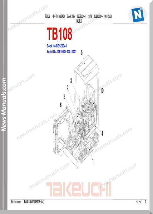 Takeuchi Tb108 Models Parts Manual