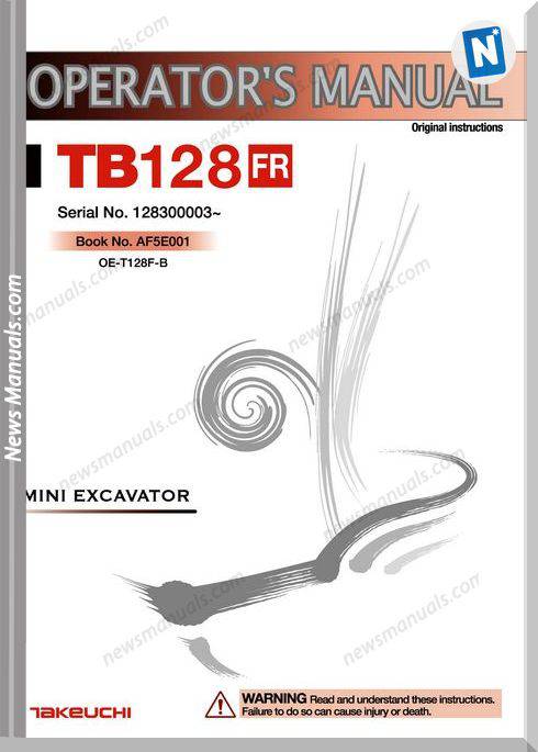 Takeuchi Tb128 Fr Operator Manual